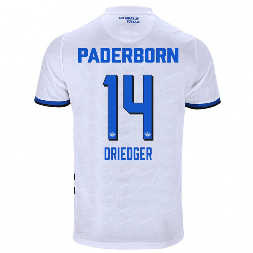 Danxen Mujer Camiseta Julian Driedger #14 Blanco Azul 2ª Equipación 2025/26 La Camisa