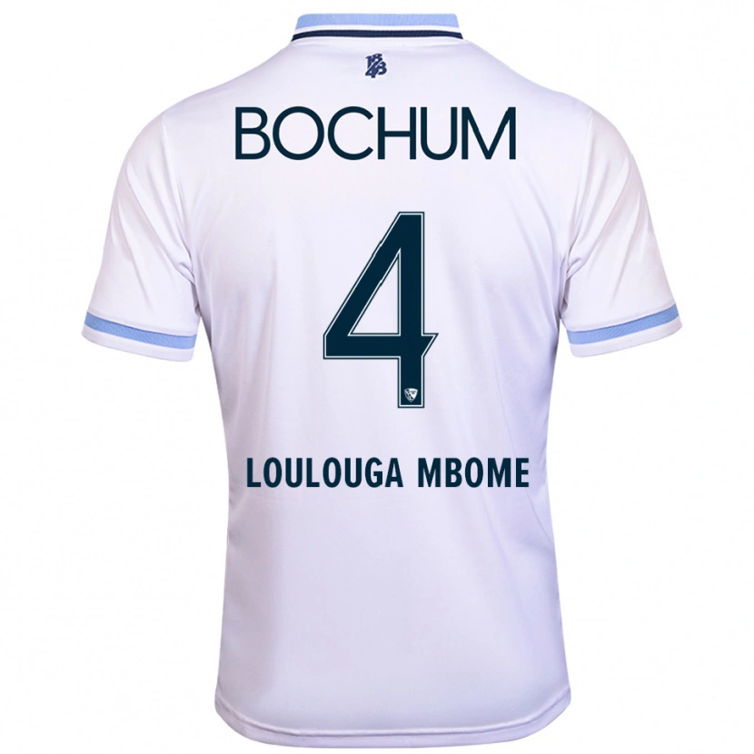 Danxen Mujer Camiseta Adrien Loulouga-Mbome #4 Blanco Azul Cielo 2ª Equipación 2025/26 La Camisa
