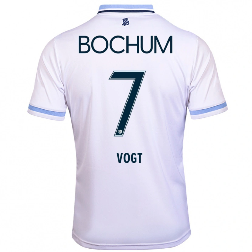 Danxen Mujer Camiseta Kevin Vogt #7 Blanco Azul Cielo 2ª Equipación 2025/26 La Camisa