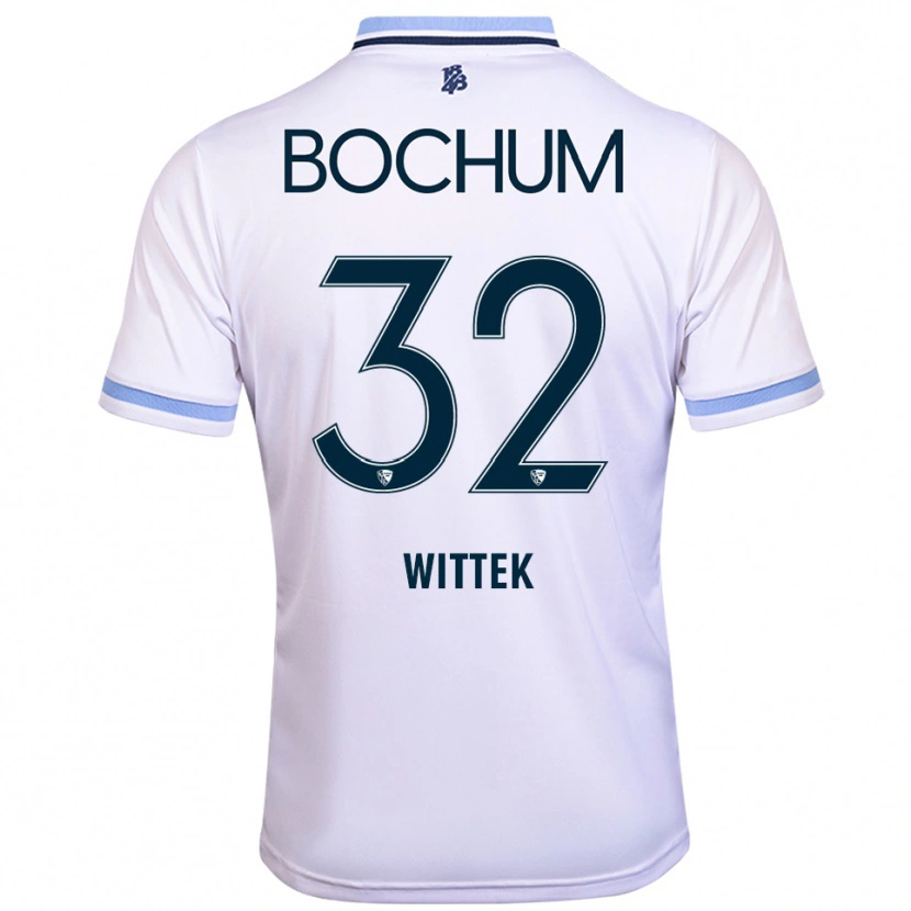 Danxen Mujer Camiseta Maximilian Wittek #32 Blanco Azul Cielo 2ª Equipación 2025/26 La Camisa