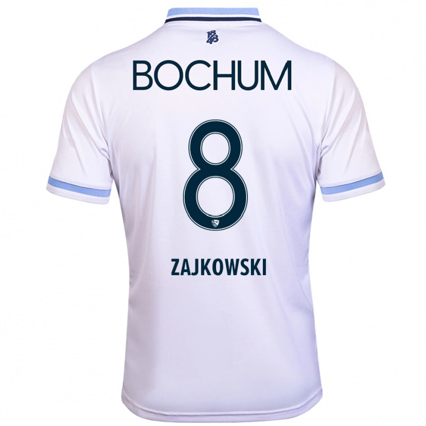 Danxen Mujer Camiseta Cedric Zajkowski #8 Blanco Azul Cielo 2ª Equipación 2025/26 La Camisa