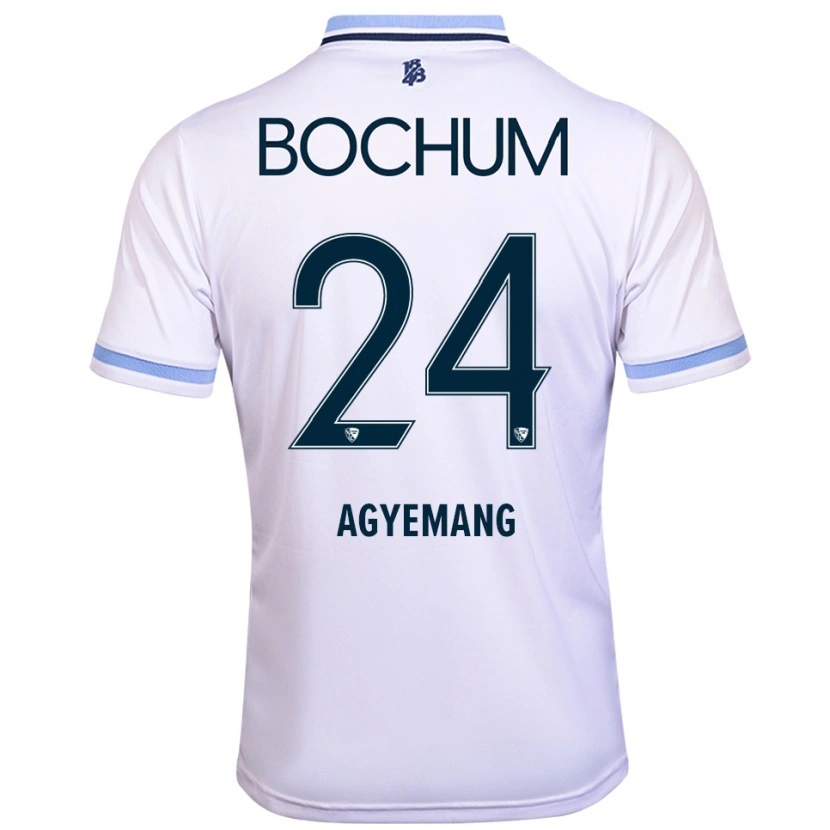 Danxen Mujer Camiseta Donovan Agyemang #24 Blanco Azul Cielo 2ª Equipación 2025/26 La Camisa