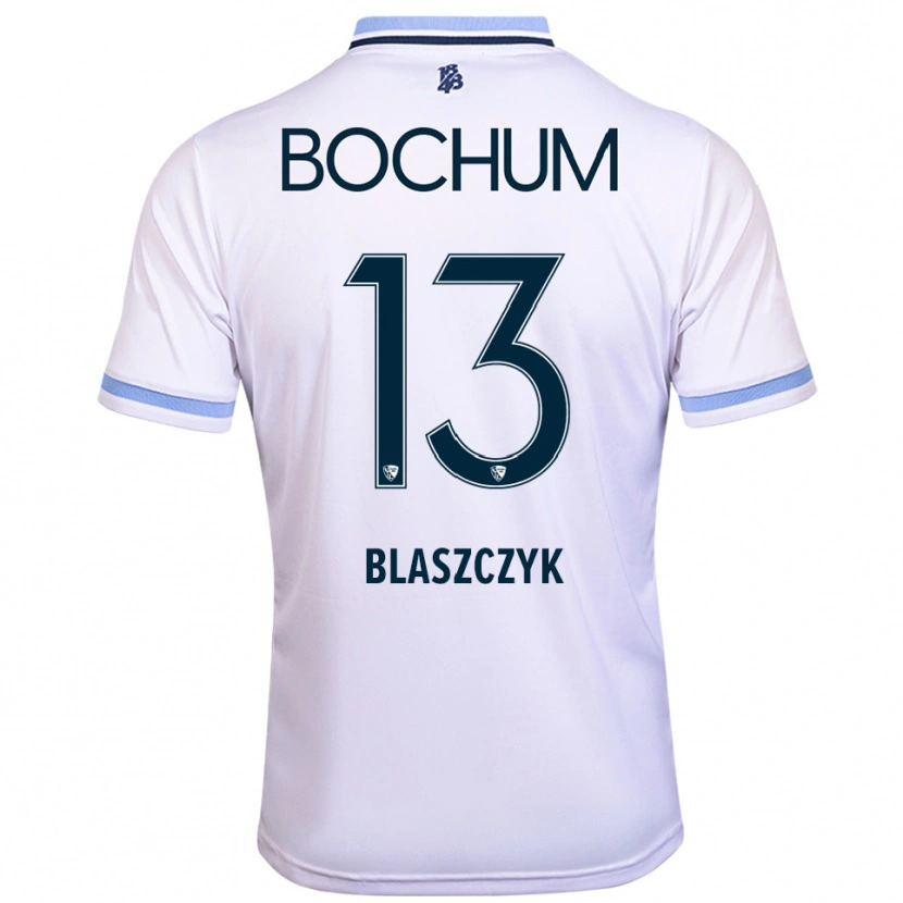 Danxen Mujer Camiseta Oliwer Blaszczyk #13 Blanco Azul Cielo 2ª Equipación 2025/26 La Camisa