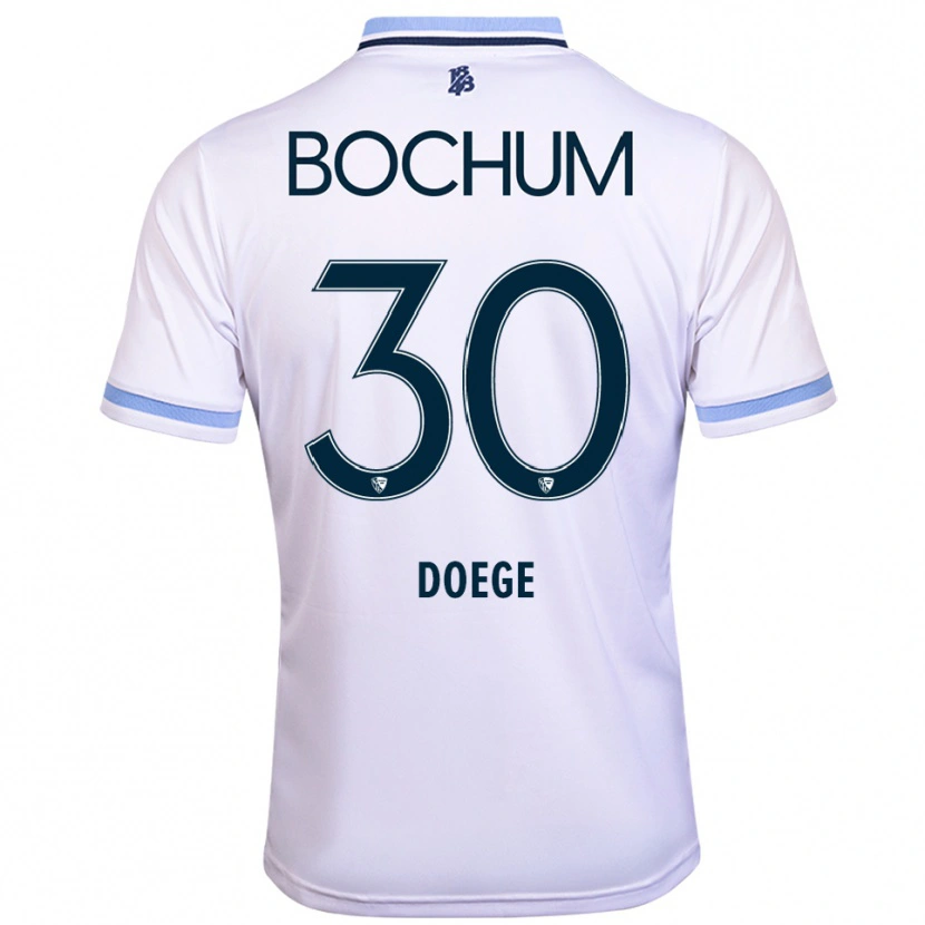 Danxen Mujer Camiseta Leonie Doege #30 Blanco Azul Cielo 2ª Equipación 2025/26 La Camisa