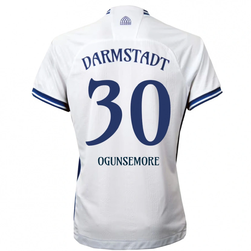 Danxen Mujer Camiseta Malakai Ogunsemore #30 Blanco Azul 2ª Equipación 2025/26 La Camisa
