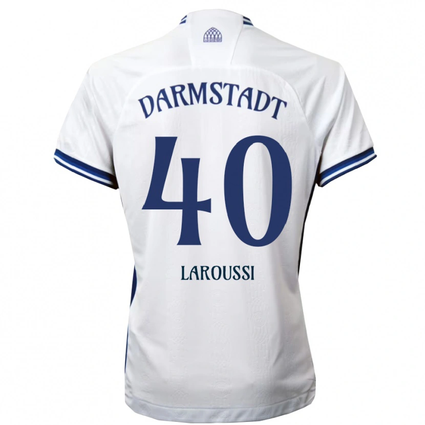 Danxen Mujer Camiseta Devin Laroussi #40 Blanco Azul 2ª Equipación 2025/26 La Camisa