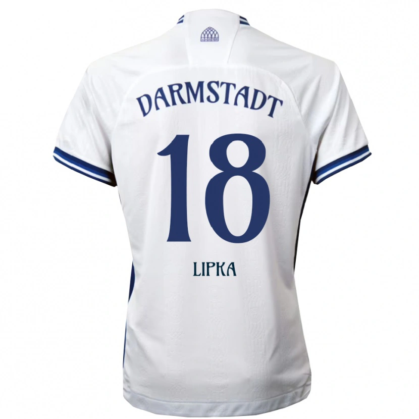 Danxen Mujer Camiseta David Lipka #18 Blanco Azul 2ª Equipación 2025/26 La Camisa