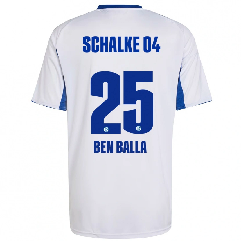Danxen Mujer Camiseta Yassin Ben Balla #25 Blanco Azul 2ª Equipación 2025/26 La Camisa