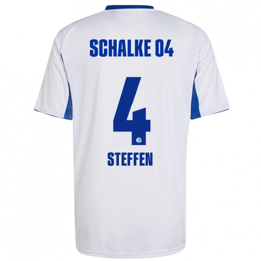 Danxen Mujer Camiseta Kjell Steffen #4 Blanco Azul 2ª Equipación 2025/26 La Camisa
