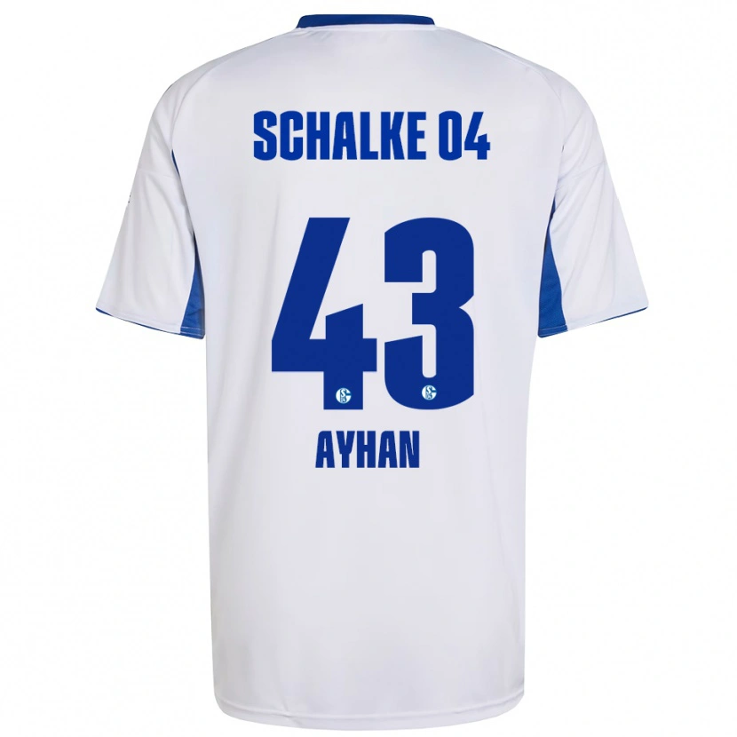 Danxen Mujer Camiseta Mertcan Ayhan #43 Blanco Azul 2ª Equipación 2025/26 La Camisa