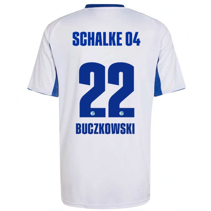 Danxen Mujer Camiseta Philip Buczkowski #22 Blanco Azul 2ª Equipación 2025/26 La Camisa