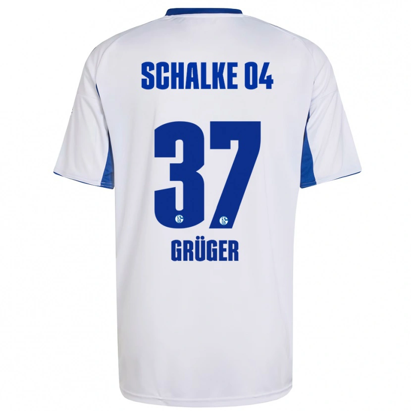 Danxen Mujer Camiseta Max Grüger #37 Blanco Azul 2ª Equipación 2025/26 La Camisa
