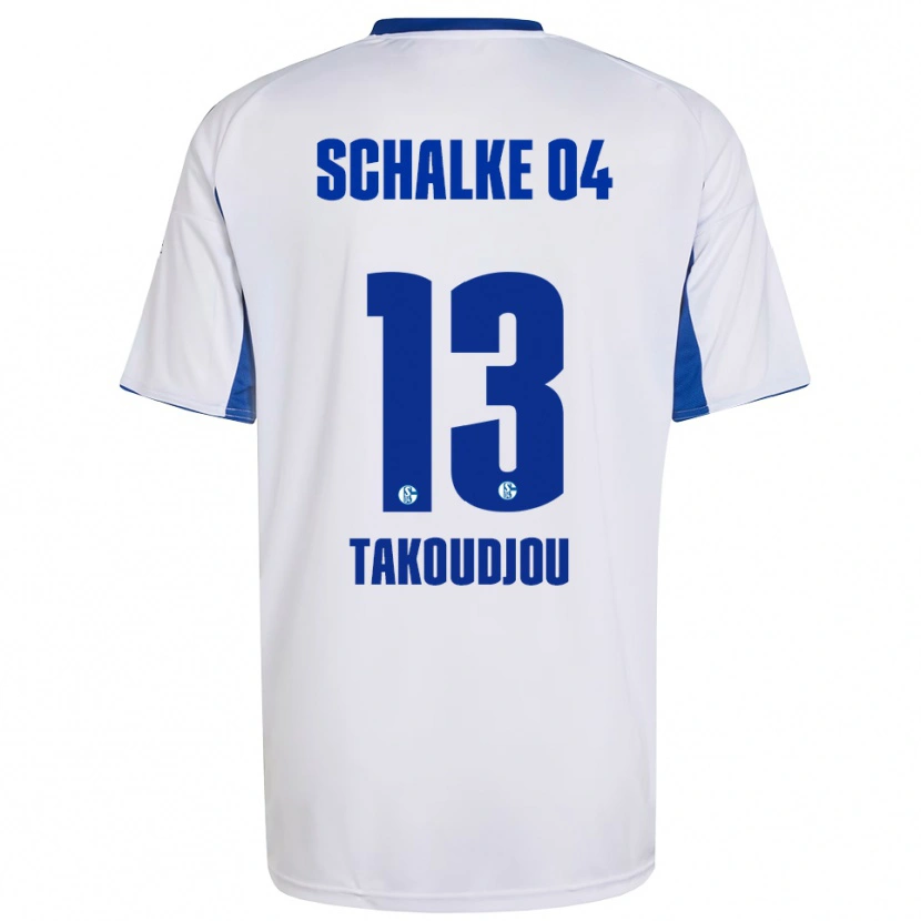 Danxen Mujer Camiseta Alan Takoudjou #13 Blanco Azul 2ª Equipación 2025/26 La Camisa