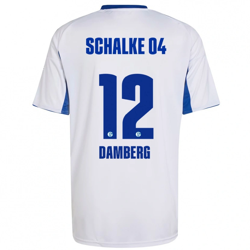 Danxen Mujer Camiseta Niclas Damberg #12 Blanco Azul 2ª Equipación 2025/26 La Camisa