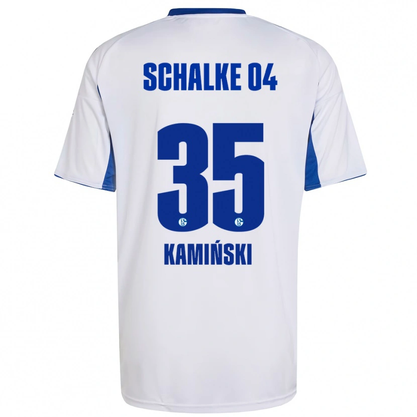 Danxen Mujer Camiseta Marcin Kaminski #35 Blanco Azul 2ª Equipación 2025/26 La Camisa