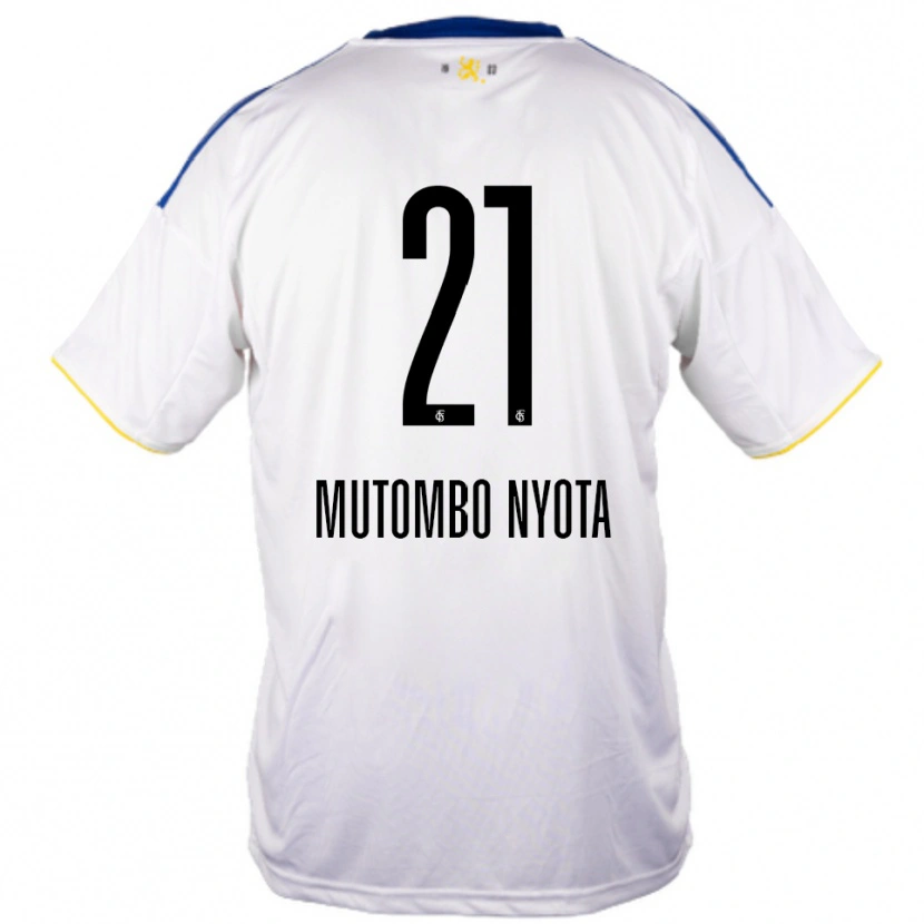 Danxen Mujer Camiseta Jael Mutombo Nyota #21 Blanco Azul Amarillo 2ª Equipación 2025/26 La Camisa