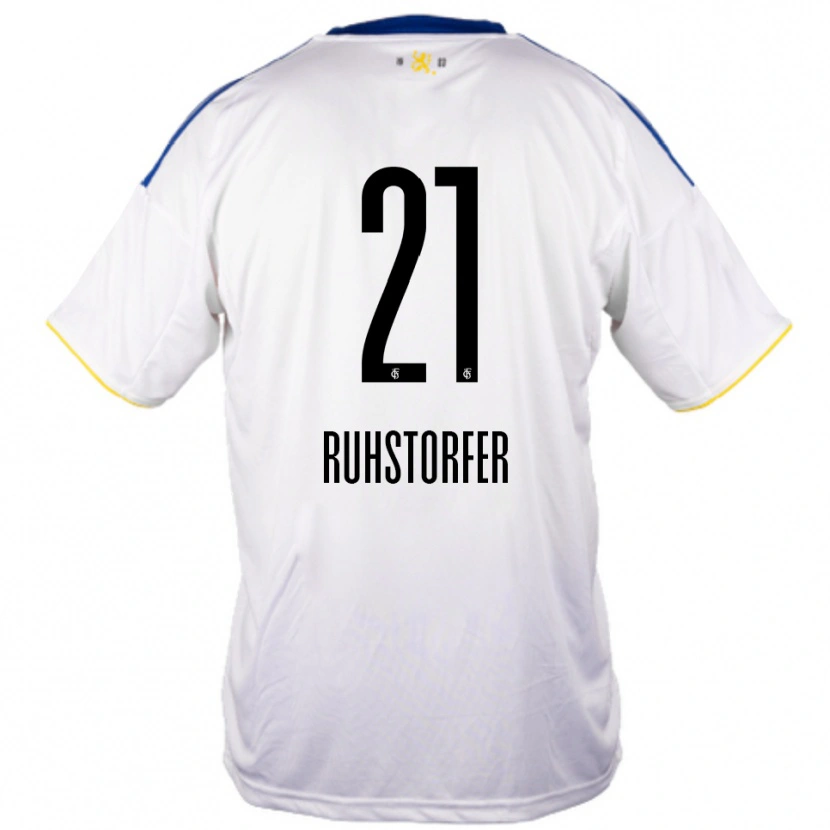 Danxen Mujer Camiseta Kimberly Ruhstorfer #21 Blanco Azul Amarillo 2ª Equipación 2025/26 La Camisa