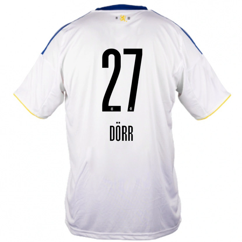 Danxen Mujer Camiseta Emma Dörr #27 Blanco Azul Amarillo 2ª Equipación 2025/26 La Camisa