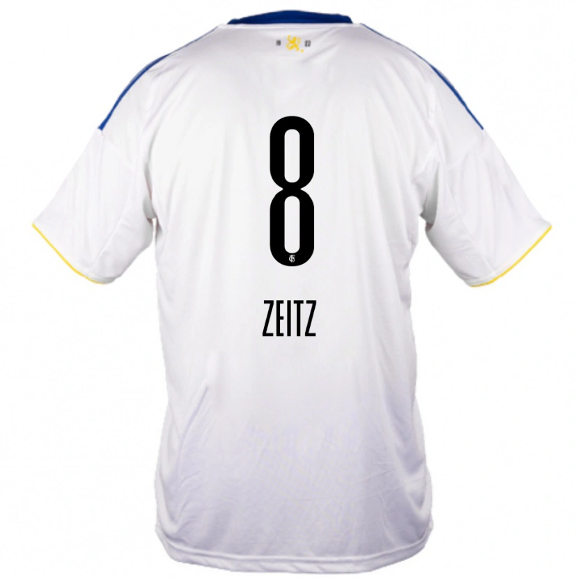 Danxen Mujer Camiseta Manuel Zeitz #8 Blanco Azul Amarillo 2ª Equipación 2025/26 La Camisa