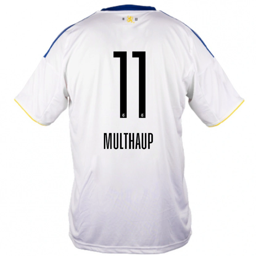 Danxen Mujer Camiseta Maurice Multhaup #11 Blanco Azul Amarillo 2ª Equipación 2025/26 La Camisa
