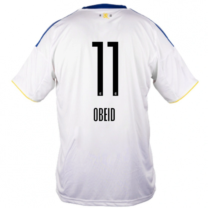 Danxen Mujer Camiseta Bibars Obeid #11 Blanco Azul Amarillo 2ª Equipación 2025/26 La Camisa