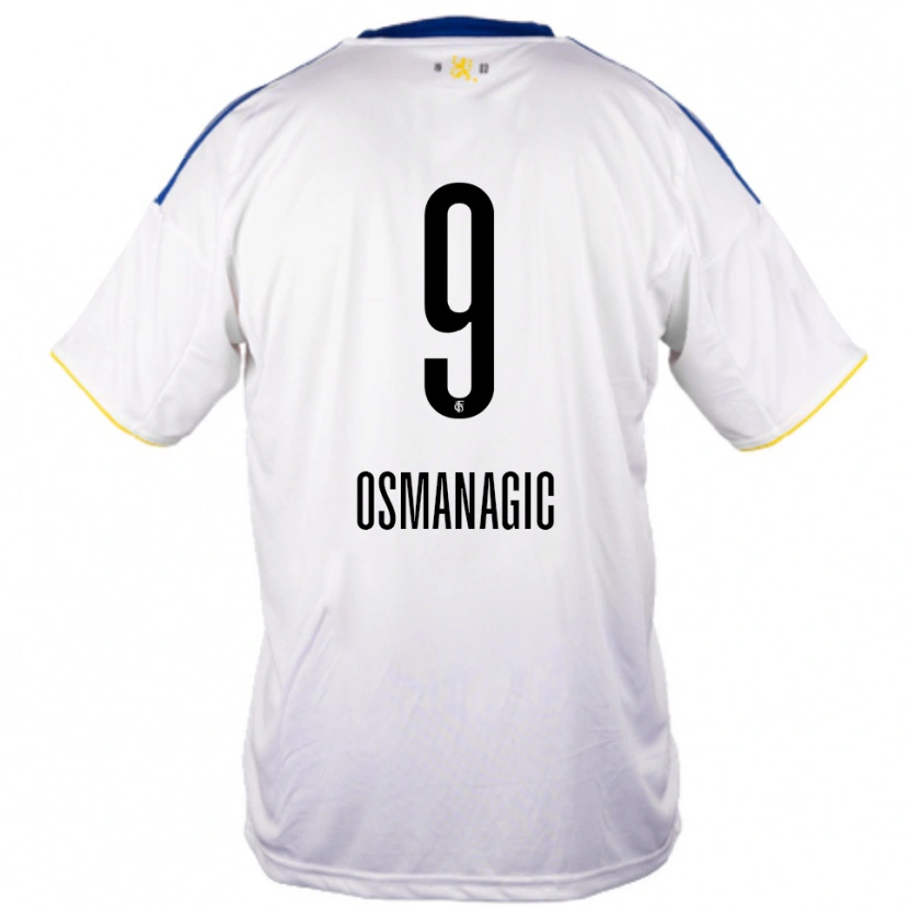 Danxen Mujer Camiseta Zinedin Osmanagic #9 Blanco Azul Amarillo 2ª Equipación 2025/26 La Camisa