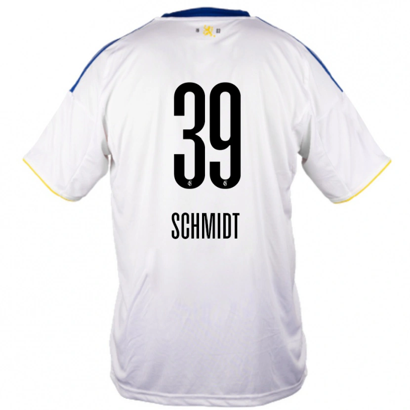 Danxen Mujer Camiseta Patrick Schmidt #39 Blanco Azul Amarillo 2ª Equipación 2025/26 La Camisa