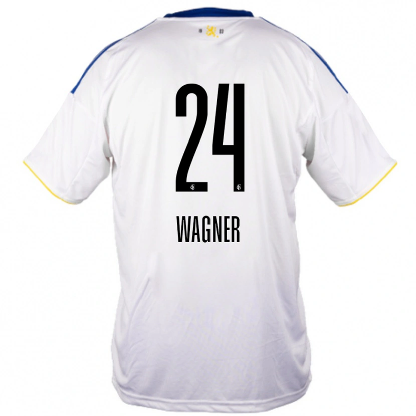 Danxen Mujer Camiseta Emma Wagner #24 Blanco Azul Amarillo 2ª Equipación 2025/26 La Camisa