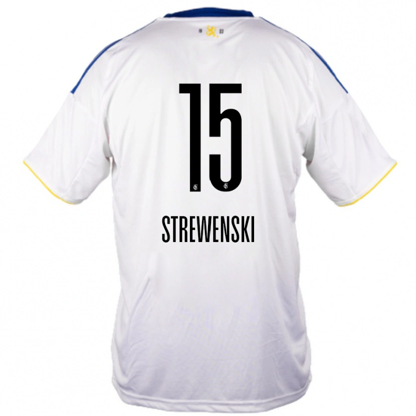 Danxen Mujer Camiseta Lukas Strewenski #15 Blanco Azul Amarillo 2ª Equipación 2025/26 La Camisa