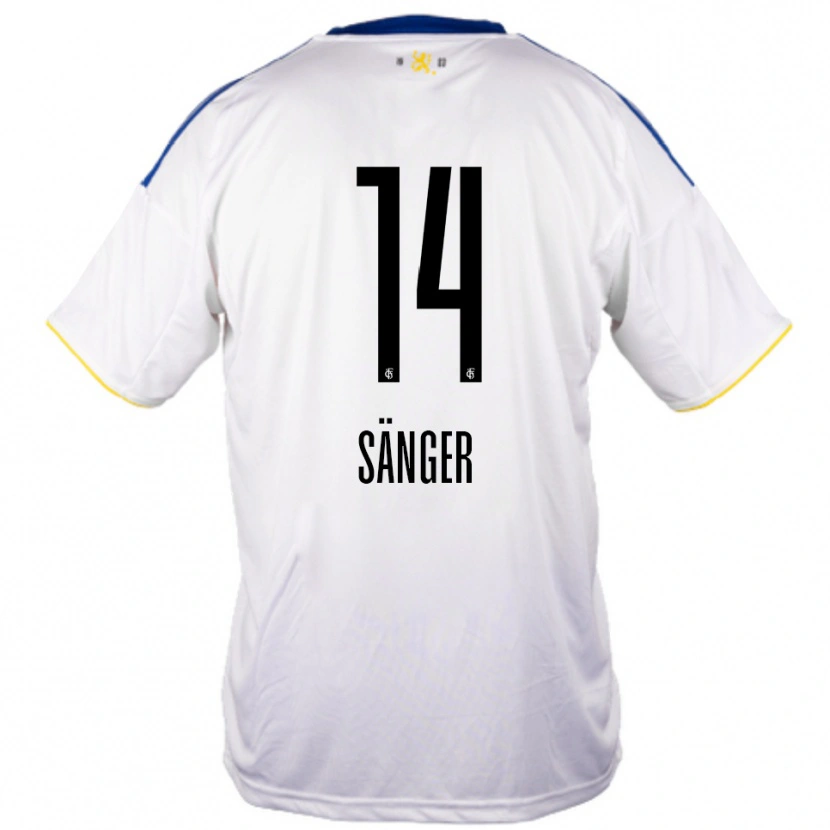 Danxen Mujer Camiseta Aaron Sänger #14 Blanco Azul Amarillo 2ª Equipación 2025/26 La Camisa