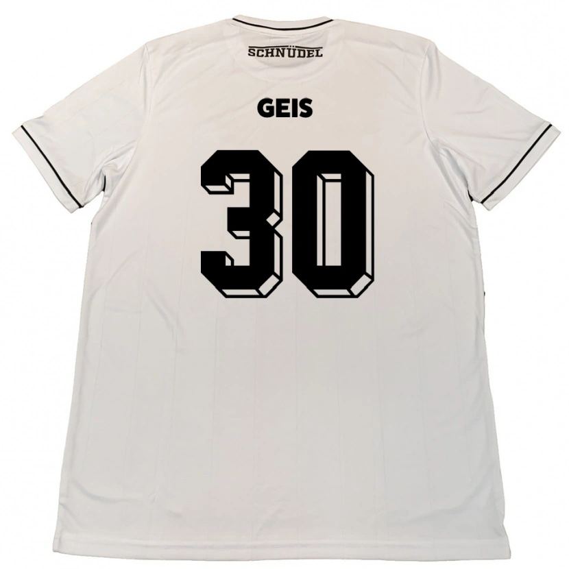 Danxen Mujer Camiseta Johannes Geis #30 Blanco Negro 2ª Equipación 2025/26 La Camisa