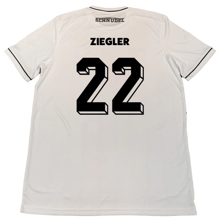 Danxen Mujer Camiseta Kevin Ziegler #22 Blanco Negro 2ª Equipación 2025/26 La Camisa