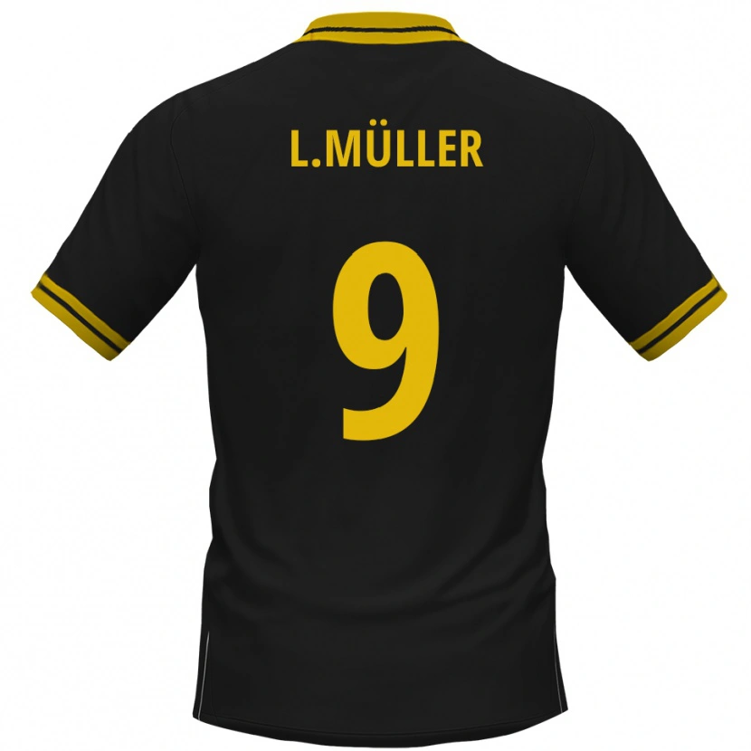 Danxen Mujer Camiseta Levyn Müller #9 Negro Amarillo 2ª Equipación 2025/26 La Camisa
