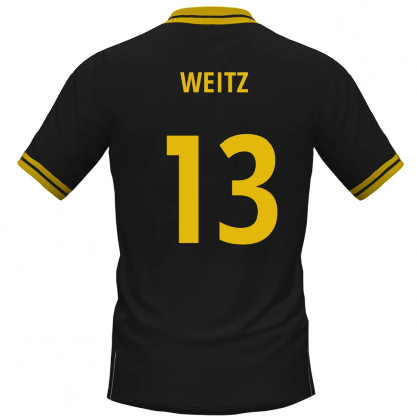 Danxen Mujer Camiseta Oliver Weitz #13 Negro Amarillo 2ª Equipación 2025/26 La Camisa