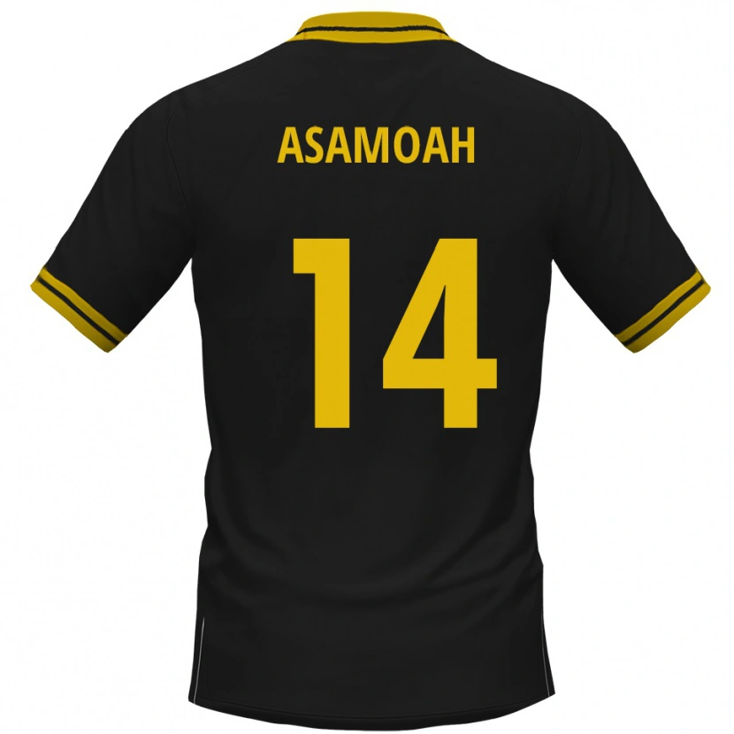 Danxen Mujer Camiseta Jaden Asamoah #14 Negro Amarillo 2ª Equipación 2025/26 La Camisa