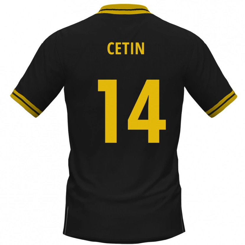 Danxen Mujer Camiseta Mikail Cetin #14 Negro Amarillo 2ª Equipación 2025/26 La Camisa