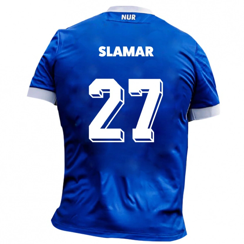Danxen Mujer Camiseta Dennis Slamar #27 Azul Blanco 2ª Equipación 2025/26 La Camisa