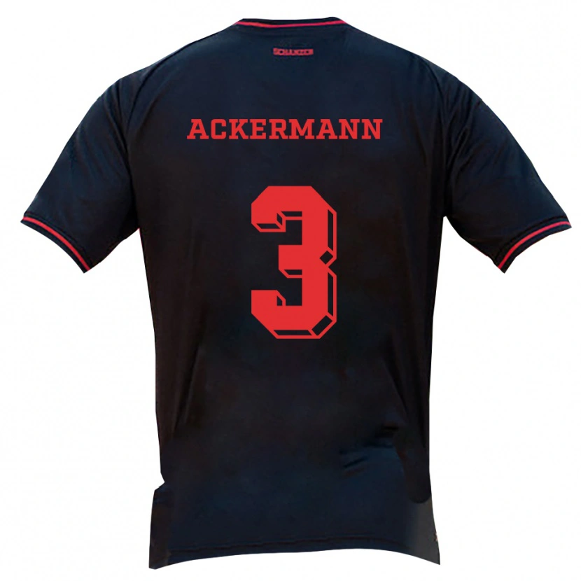 Danxen Mujer Camiseta Tom Ackermann #3 Negro Rojo Blanco 2ª Equipación 2025/26 La Camisa