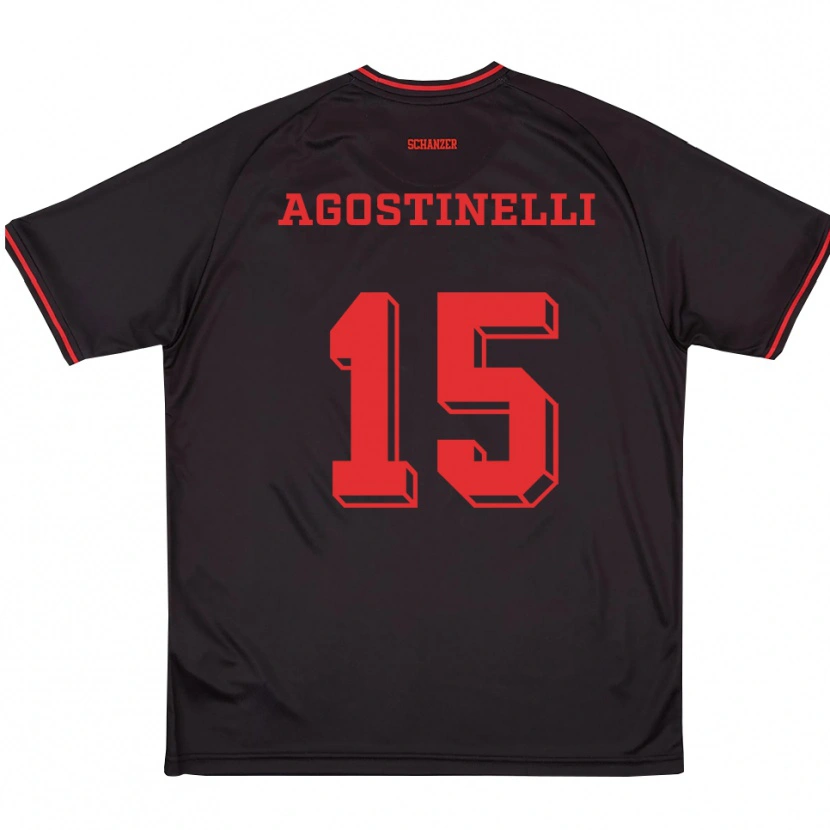 Danxen Mujer Camiseta Massimo Agostinelli #15 Negro Rojo Blanco 2ª Equipación 2025/26 La Camisa