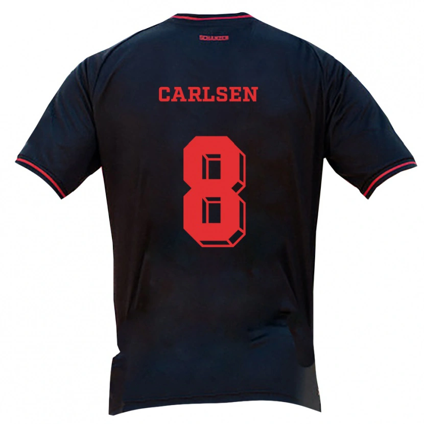 Danxen Mujer Camiseta Fredrik Carlsen #8 Negro Rojo Blanco 2ª Equipación 2025/26 La Camisa