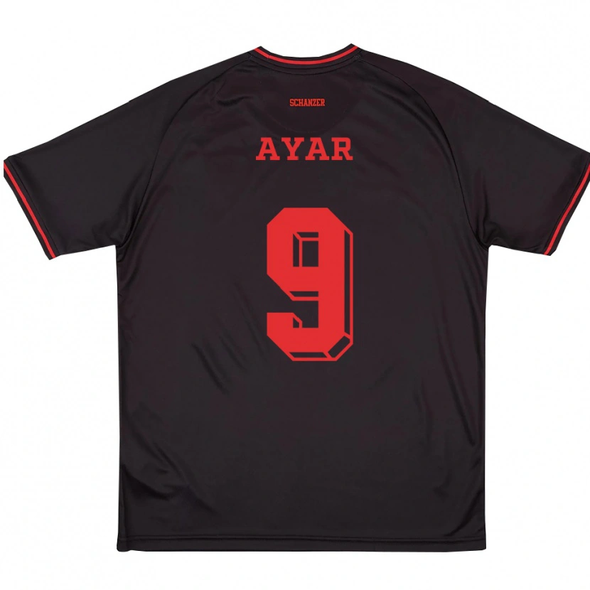 Danxen Mujer Camiseta Eren Ayar #9 Negro Rojo Blanco 2ª Equipación 2025/26 La Camisa