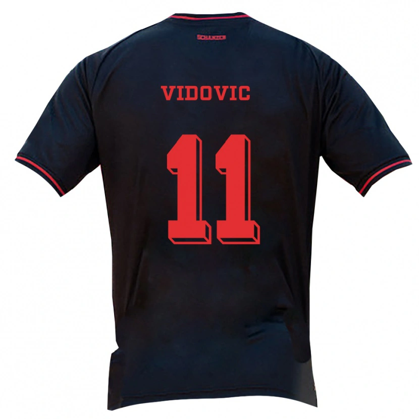 Danxen Mujer Camiseta Paula Vidovic #11 Negro Rojo Blanco 2ª Equipación 2025/26 La Camisa