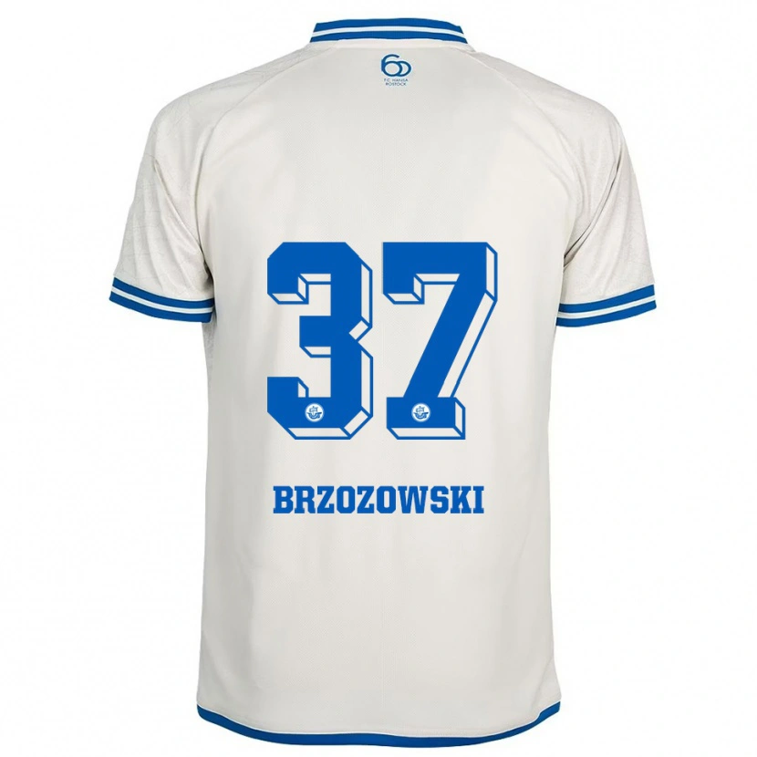 Danxen Mujer Camiseta Milosz Brzozowski #37 Blanco Azul 2ª Equipación 2025/26 La Camisa