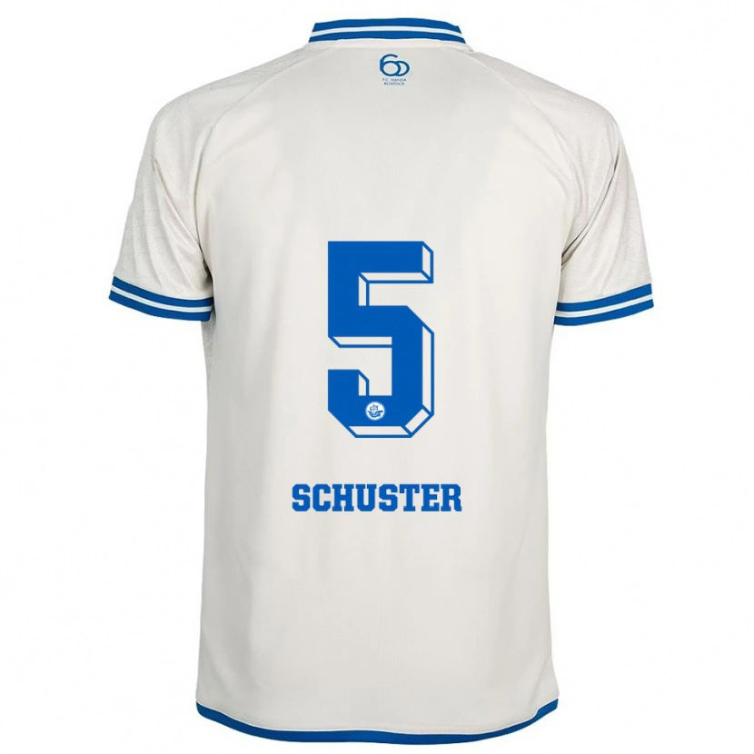 Danxen Mujer Camiseta Marco Schuster #5 Blanco Azul 2ª Equipación 2025/26 La Camisa