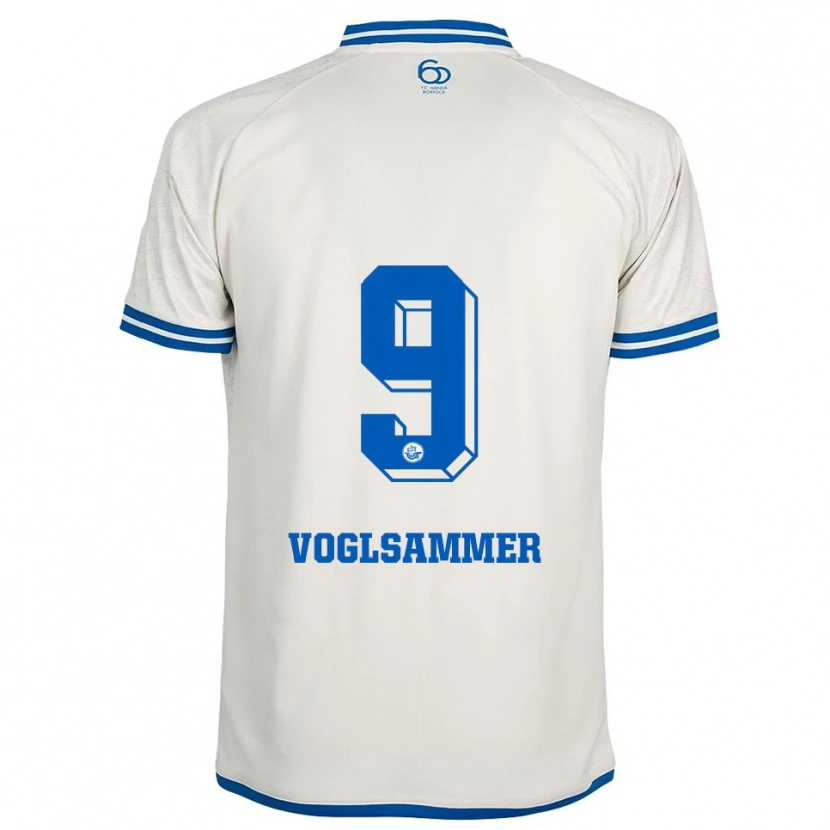 Danxen Mujer Camiseta Andreas Voglsammer #9 Blanco Azul 2ª Equipación 2025/26 La Camisa
