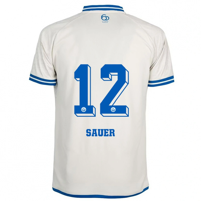 Danxen Mujer Camiseta John-Lukas Sauer #12 Blanco Azul 2ª Equipación 2025/26 La Camisa