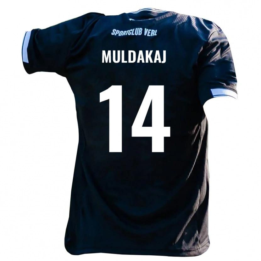 Danxen Mujer Camiseta Ardit Muldakaj #14 Negro Blanco 2ª Equipación 2025/26 La Camisa