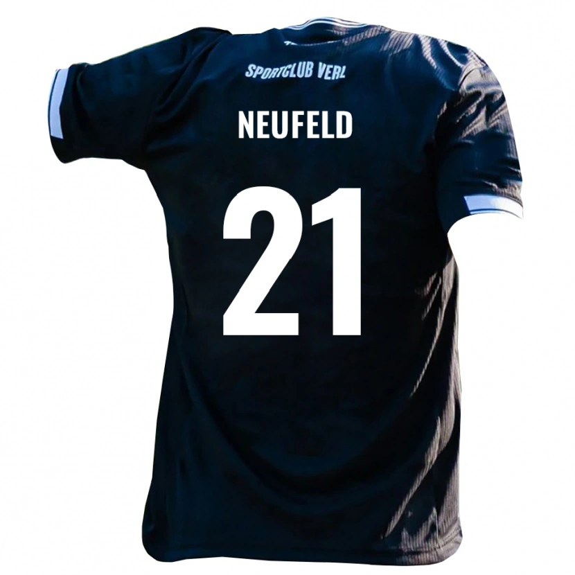 Danxen Mujer Camiseta Simon Neufeld #21 Negro Blanco 2ª Equipación 2025/26 La Camisa
