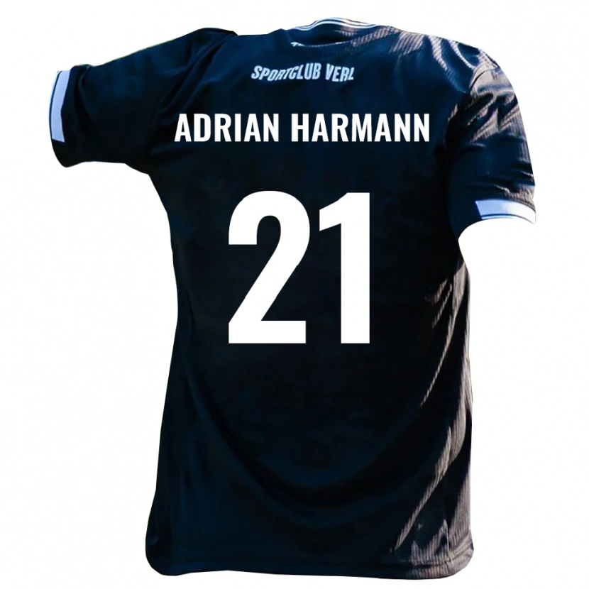 Danxen Mujer Camiseta Manuel Adrian Harmann #21 Negro Blanco 2ª Equipación 2025/26 La Camisa