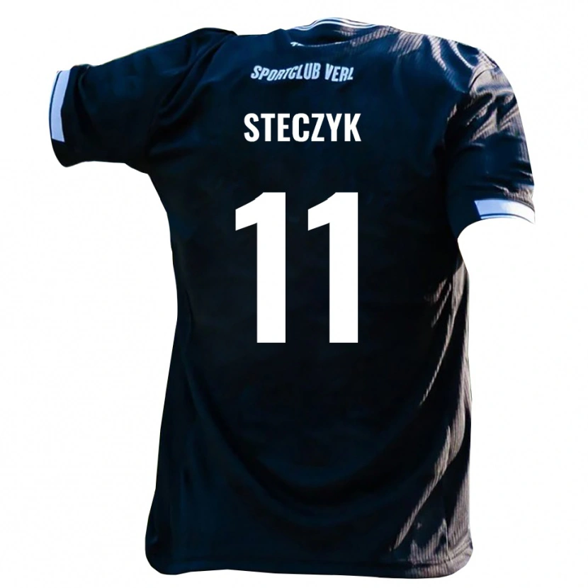 Danxen Mujer Camiseta Dominik Steczyk #11 Negro Blanco 2ª Equipación 2025/26 La Camisa